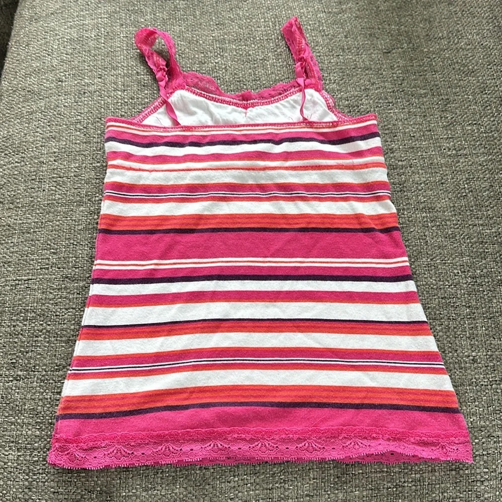 Old Navy Girls Pink White Striped Tank top Size 6